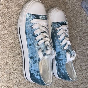 blue velvet sneakers